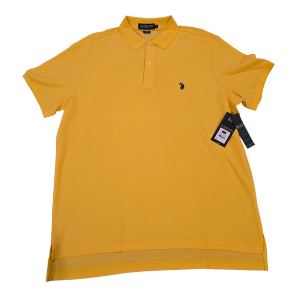 NWT  2 (Yellow & Black) US Assn. Men's Performance Pique Polo Shirts - Picture 2 of 6